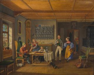 Lorenzo Quaglio d. J. - Ein junger Mann stellt den Eltern seine Braut vor.