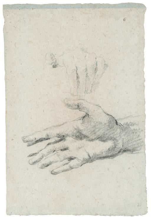 Lorenzo Tiepolo - Deux mains (recto); et Etude de draperie avec deux mains tenant une lyre (verso)