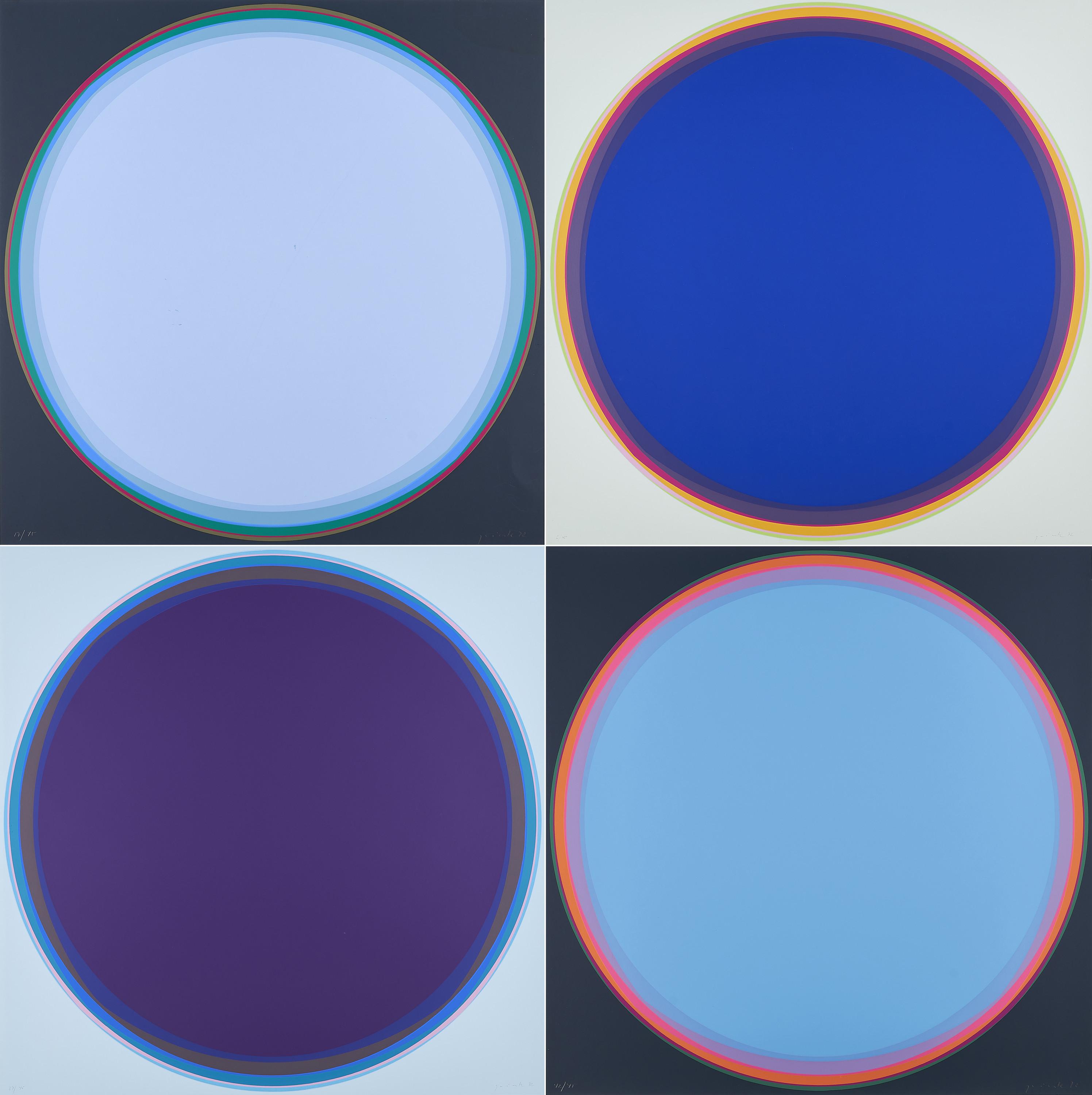 Lothar Quinte - Corona 60 hellblau/dunkel, Corona 70 violett/hell, Corona 60 blau/hell und Corona 60 grau/schwarz.