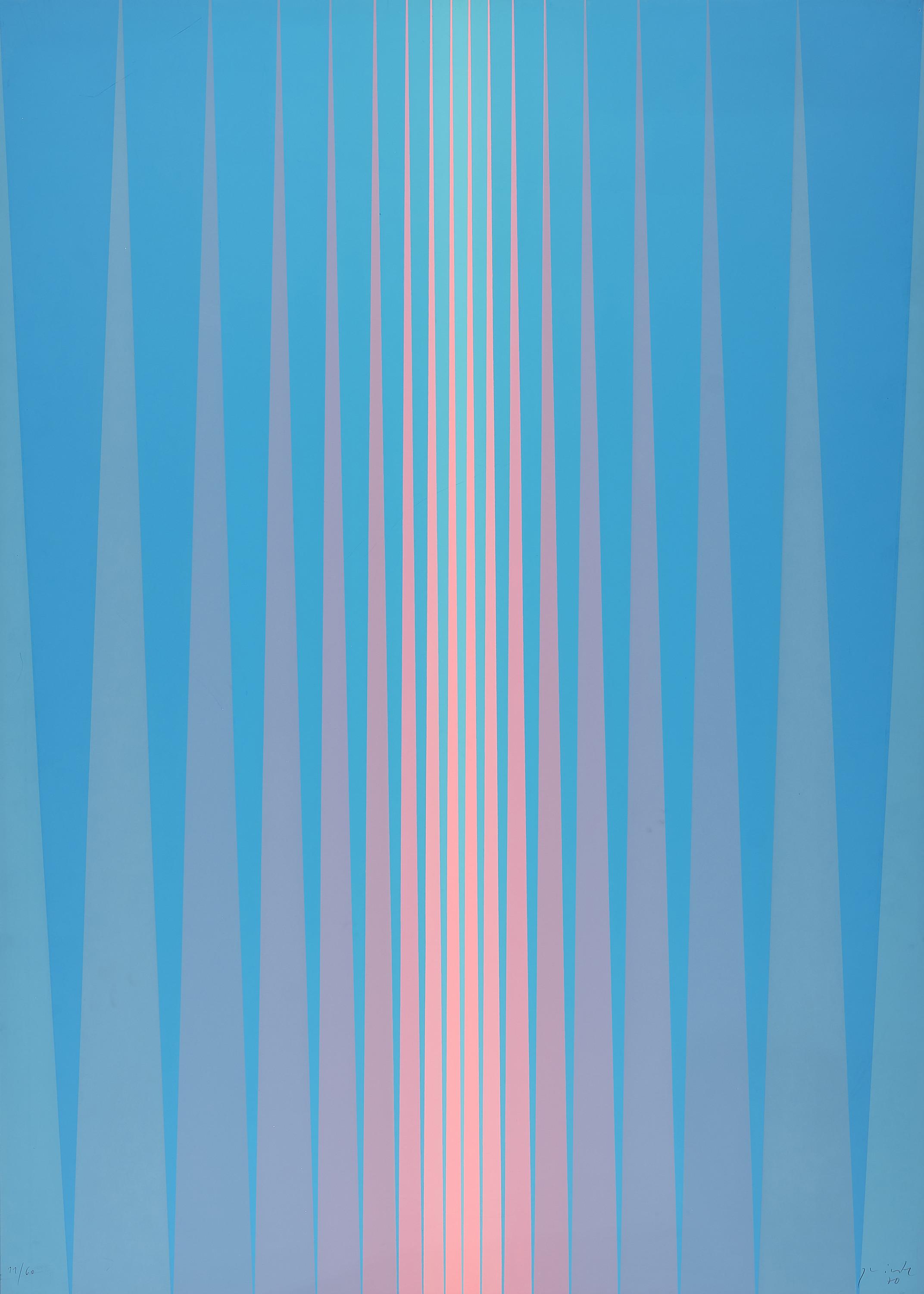 Lothar Quinte - Geometrische Abstraktion in blau und rosa.