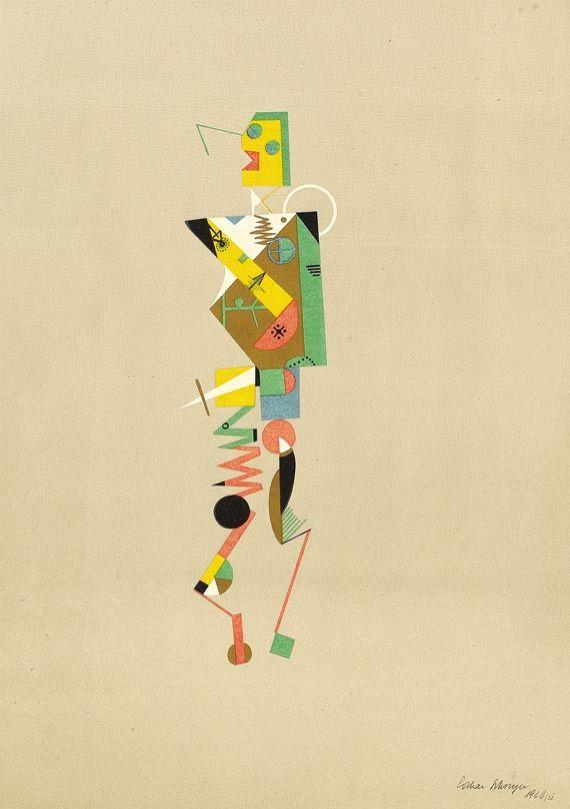 Lothar Schreyer - 3 Blätter: Figur des lüsternen Mannes. Figur der lüsternen Frau. Figur des männlichen Intellekts