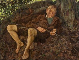 Lotte Laserstein - \'Junge unter einem Baum liegend\'