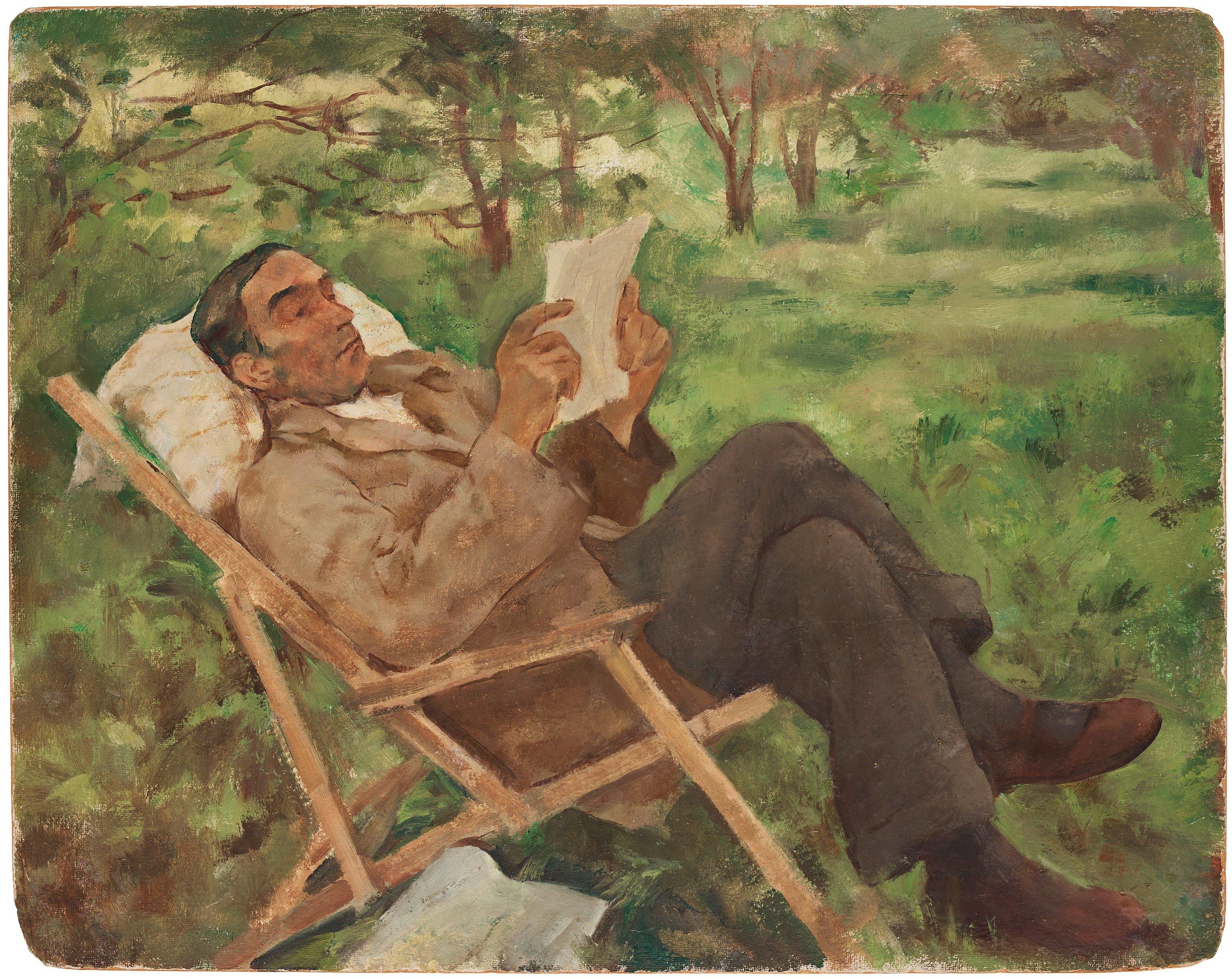 Lotte Laserstein - Walter Lindenthal in the sun lounger