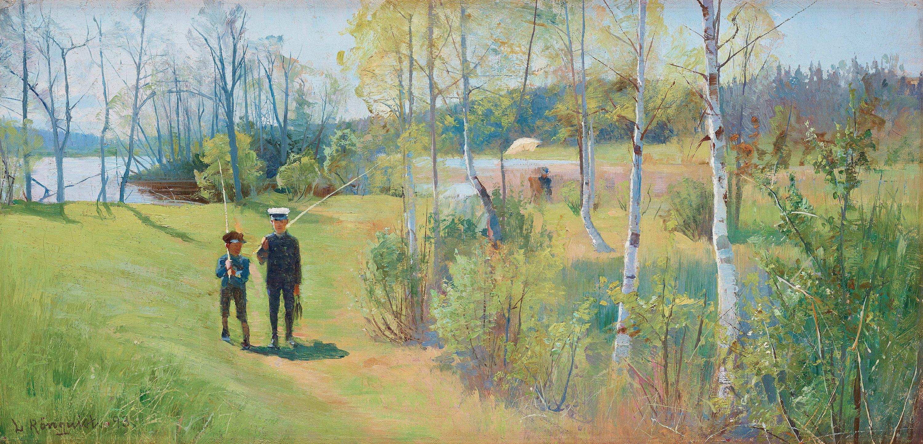 Lotten Rönquist - Vårlandskap med metande gossar