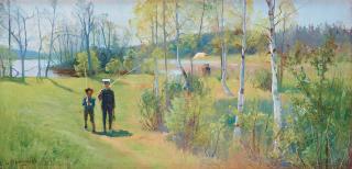 Lotten Rönquist - Vårlandskap med metande gossar