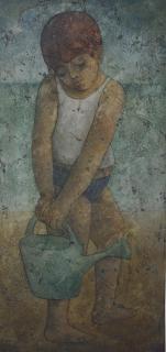 Louay Kayyali - Young Boy With Watering Can