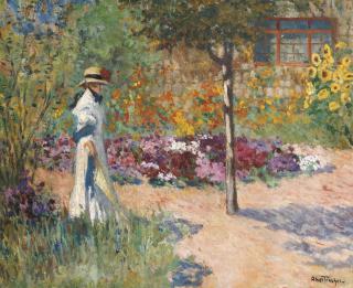 Louis Abel-Truchet - Élégante Au Jardin