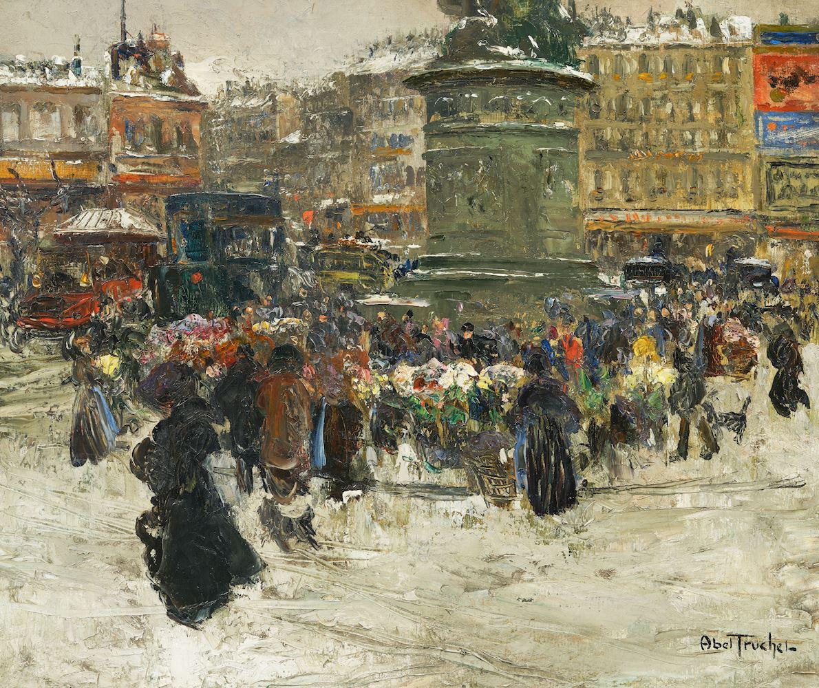 Louis Abel-Truchet - Paris, le marché de fleurs en hiver, Place Clichy.