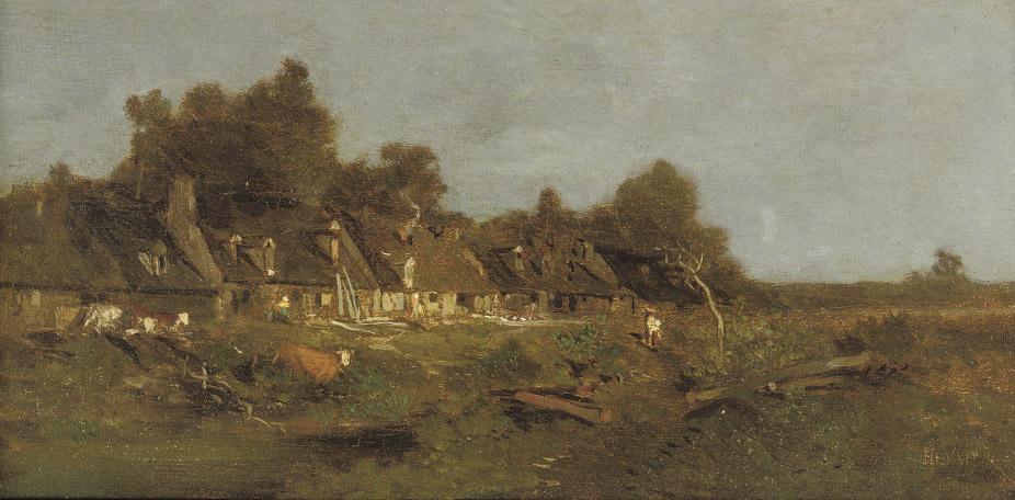 Louis-Adolphe Hervier - Dorpsbuurt: daily activities in a village