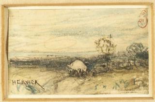 Louis-Adolphe Hervier - Un Paysage Avec La Mer Dans Le Fond