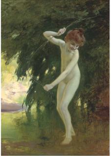 Louis Adolphe Tessier - A nymph at a woodland pool