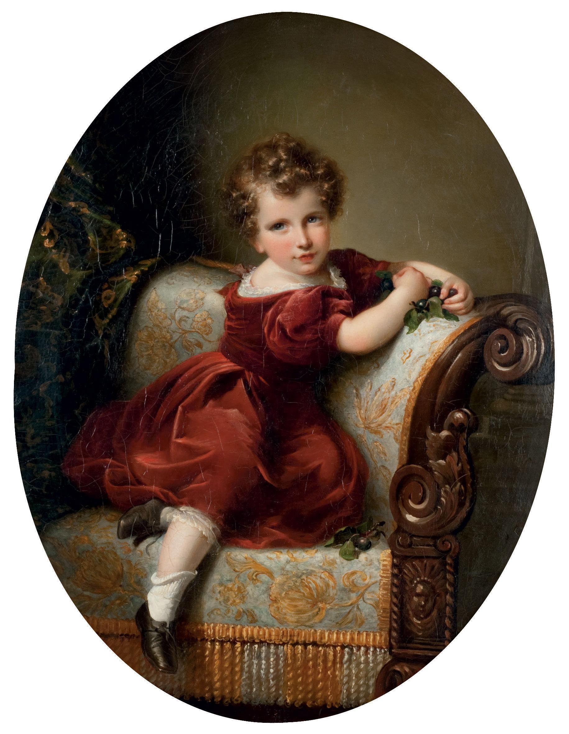 Louis Aime Grosclaude - Portrait de jeune garçon sur une méridienne