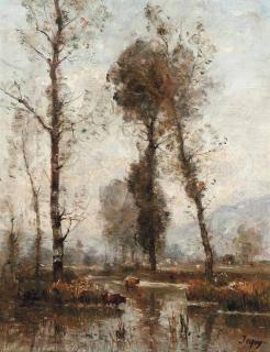 Louis-Aimé Japy - Cattle fording the river