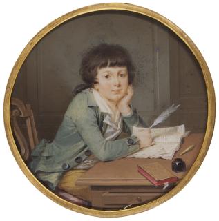 Louis Ami Arlaud-Jurine - Portrait Of A Young Boy Studying, Circa 1790