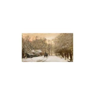 Louis Apol - A Horse And Cart In A Snowy Landscape