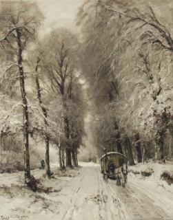 Louis Apol - A horse-drawn cart on a snowy path