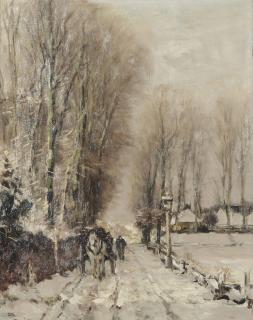 Louis Apol - A horse-drawn cart on a snowy path