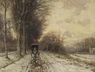 Louis Apol - A horse-drawn cart on a snowy path