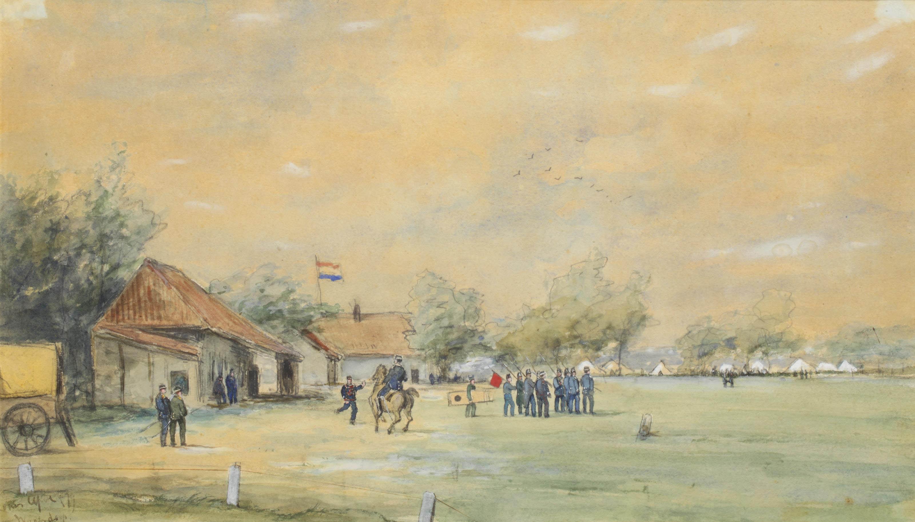 Louis Apol - A military practise at Waalsdorp, The Hague