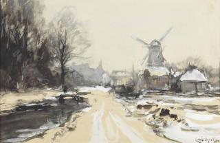Louis Apol - A path along a canal in winter