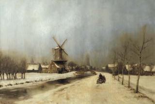 Louis Apol - A view of the outskirts of Delft in winter