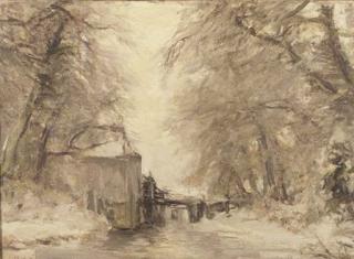 Louis Apol - A watermill in winter