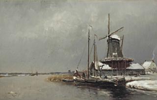 Louis Apol - A Windmill In Winter