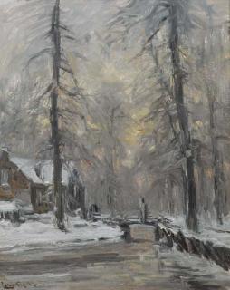 Louis Apol - A winter forest at dusk