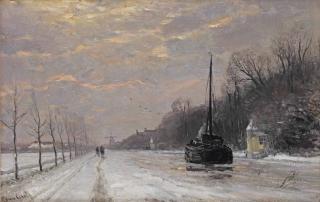 Louis Apol - Along a canal in winter