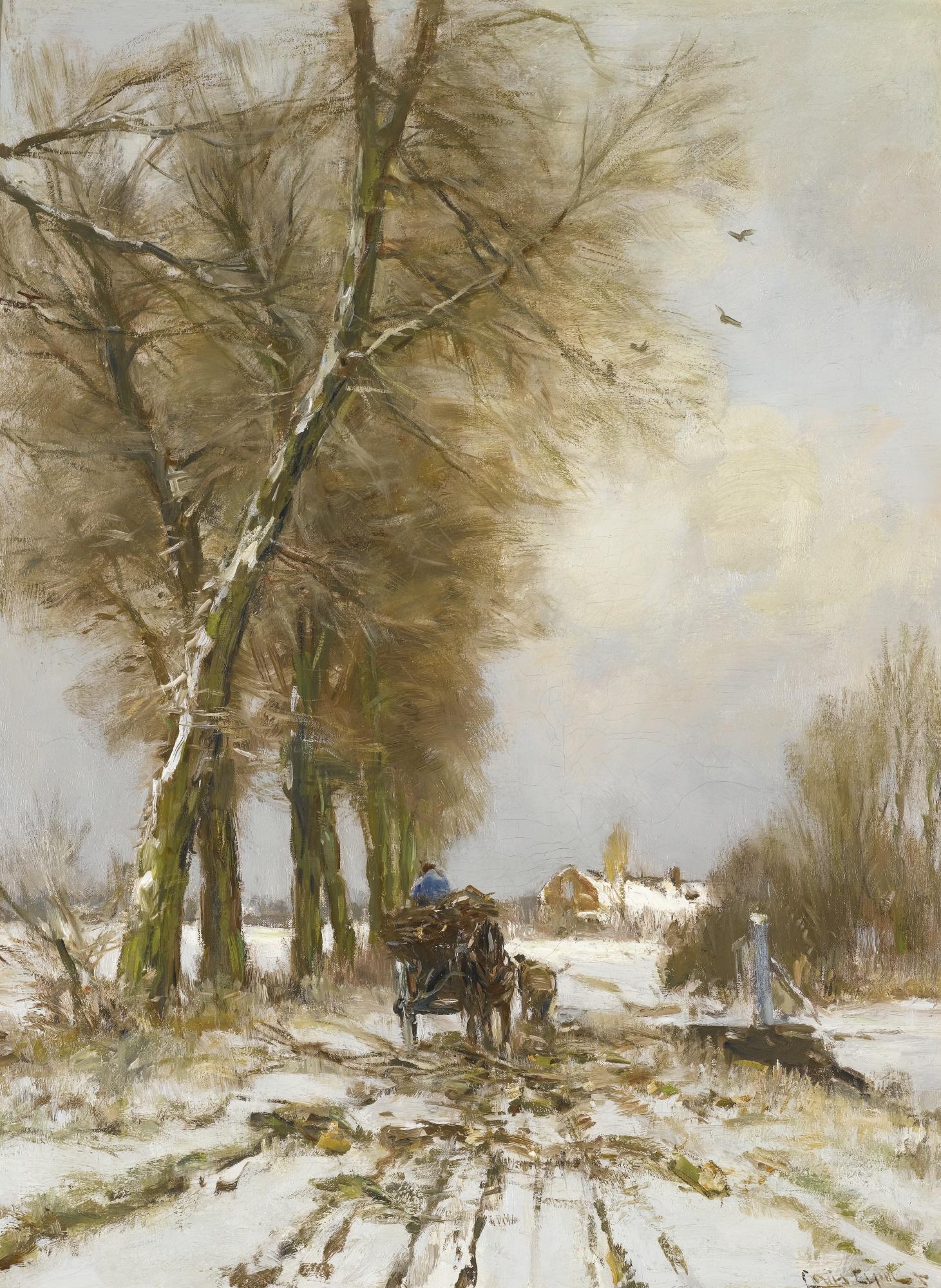 Louis Apol - Dutch figures On A Snowy Path