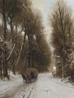 Louis Apol - Horse and carriage on a track in winter