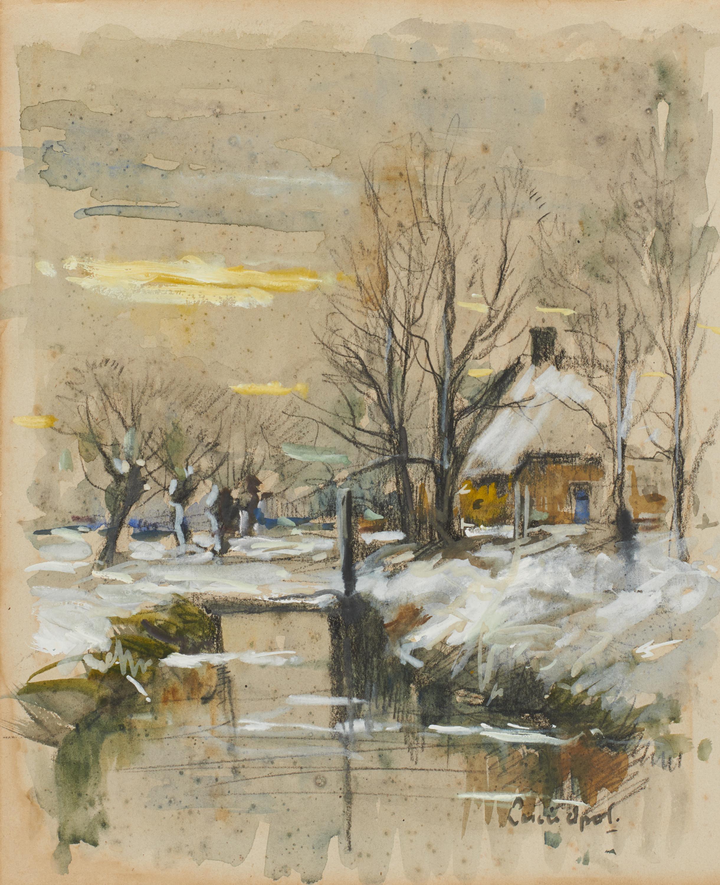 Louis Apol - Winterlandschaft am Kanal.