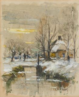 Louis Apol - Winterlandschaft am Kanal.