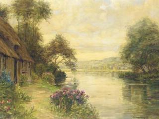 Louis Aston Knight - A Cottage by a River