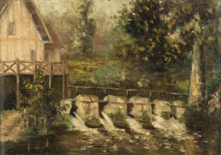 Louis Aston Knight - River bank cottages