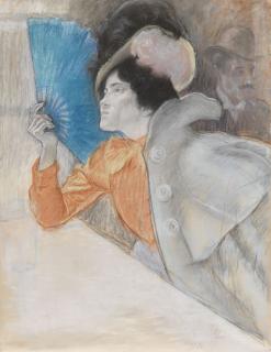 Louis August Mathieu Legrand - Die Dame mit dem blauen Fächer