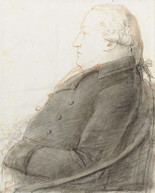 Louis-Auguste Brun - Portrait D\'Homme À Mi-Corps Assis de Profil À Gauche