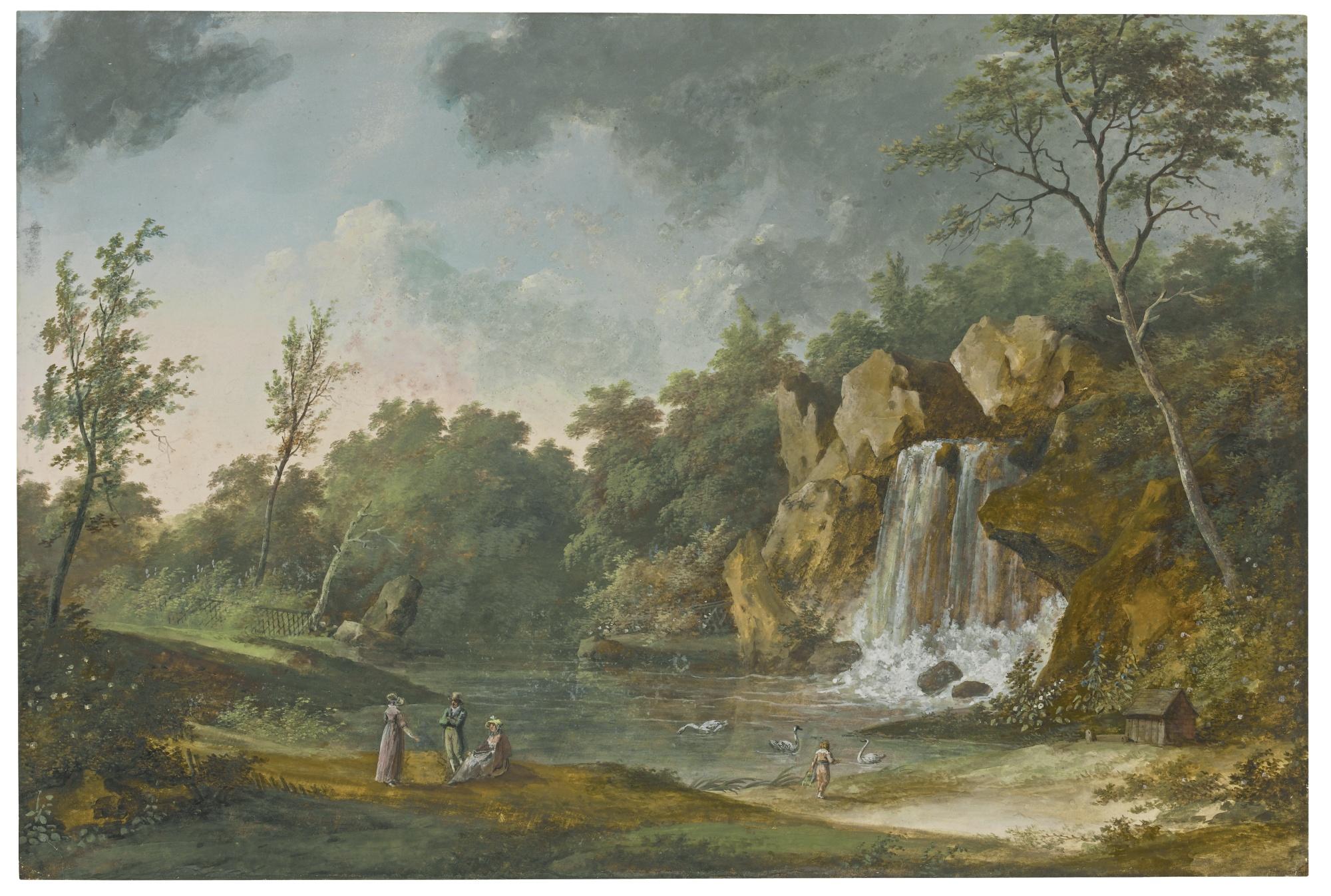 Louis Bélanger - Figures In A Landscape In Front Of A Cascade