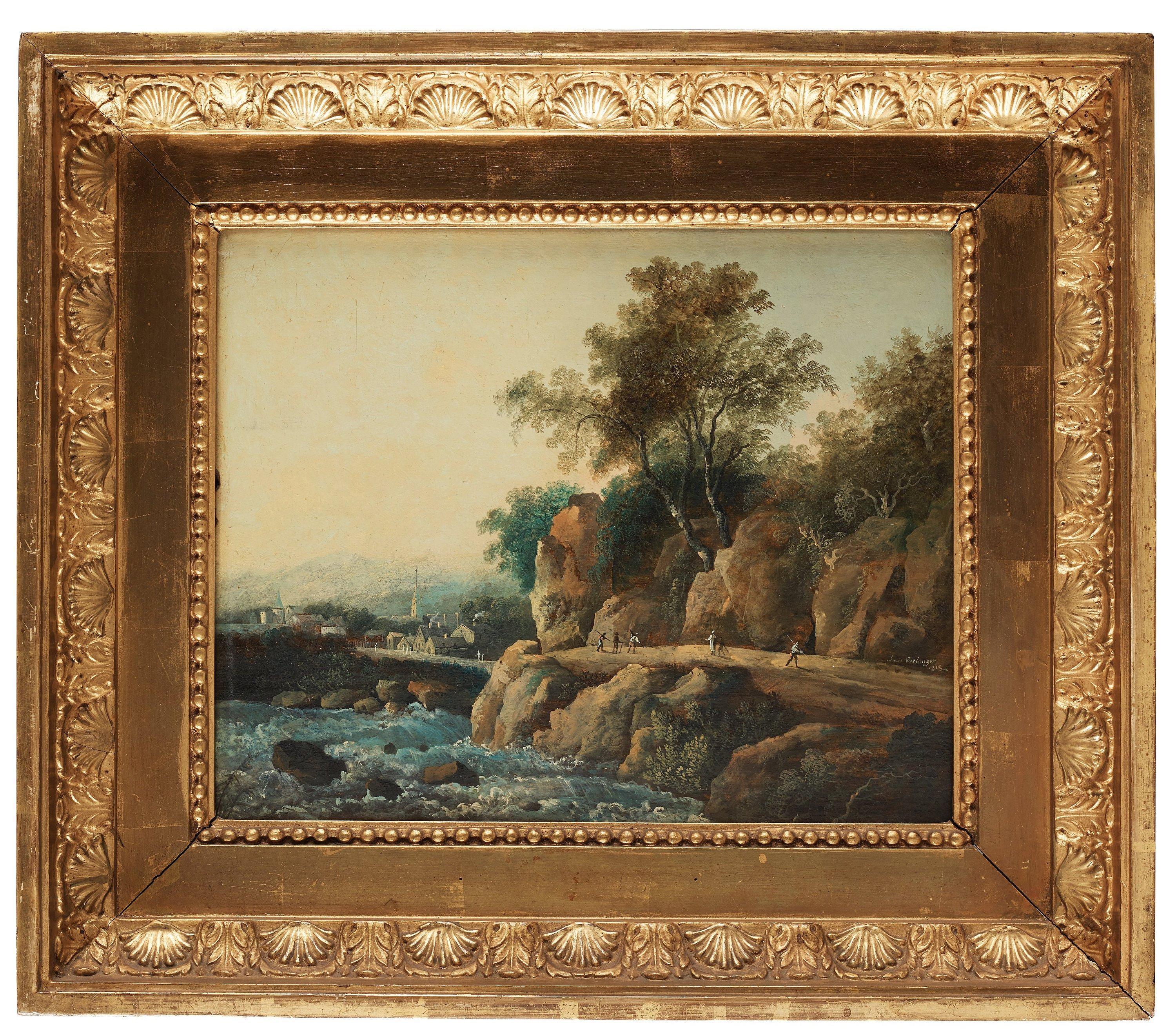 Louis Belanger - Landscape with figures by a stream