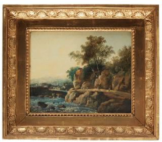 Louis Belanger - Landscape with figures by a stream