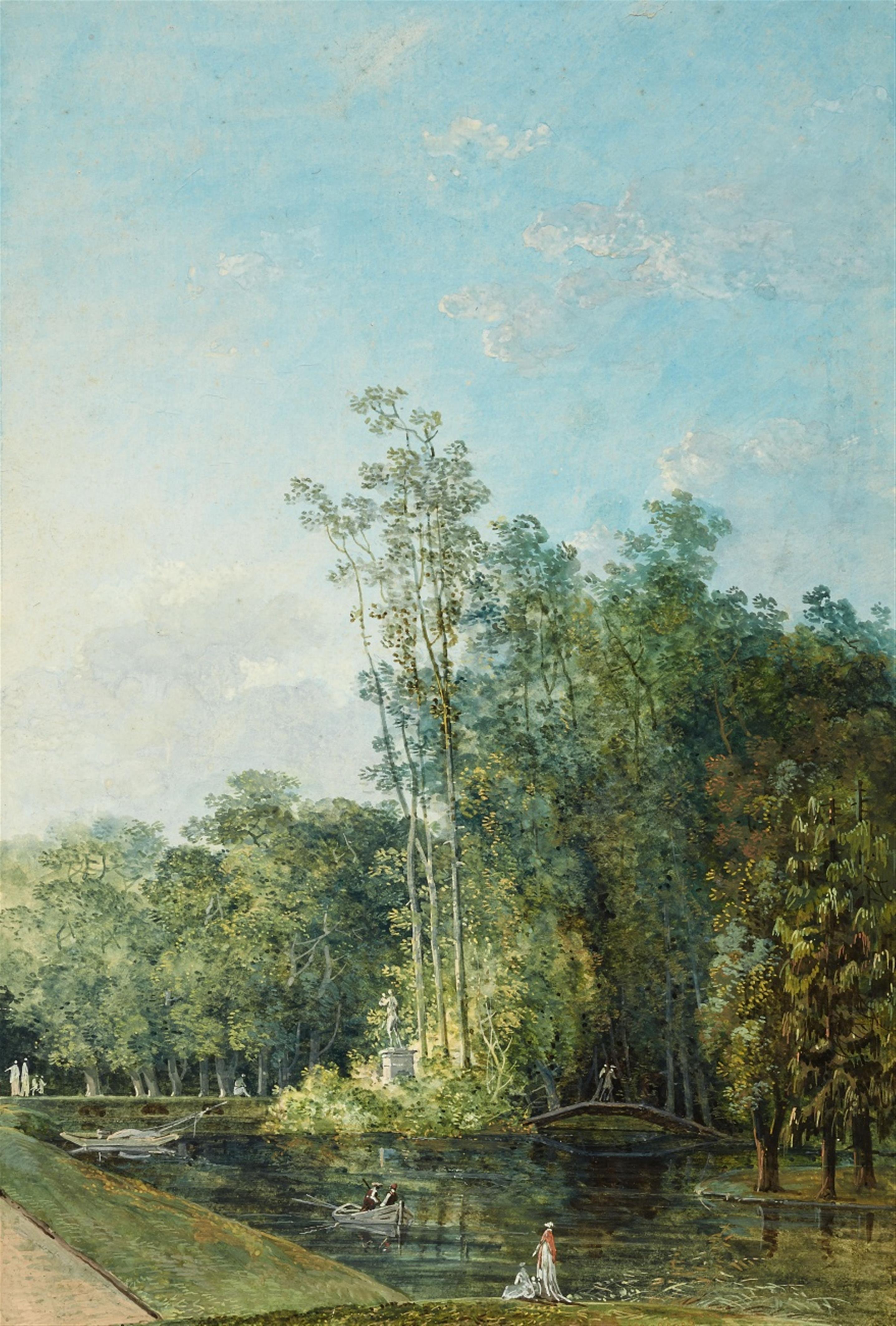 Louis Bélanger - Parklandsdchaft mit Teich und Brücke