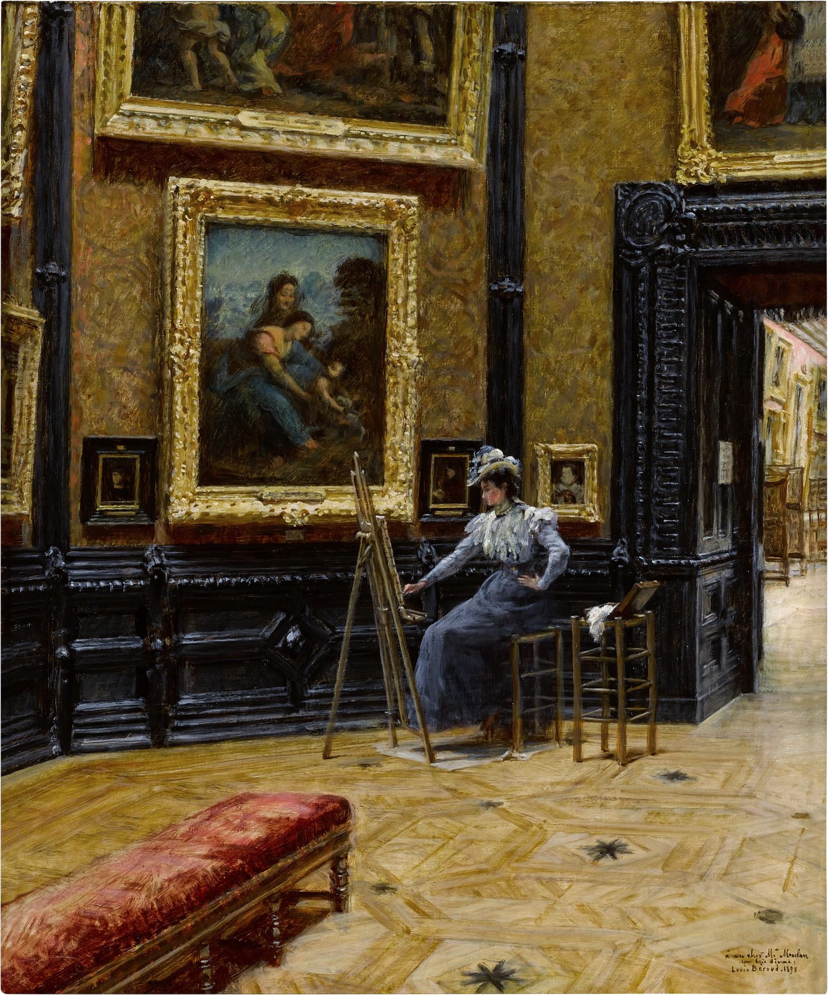 Louis Béroud - An Elegantly Dressed Copyist at the Louvre