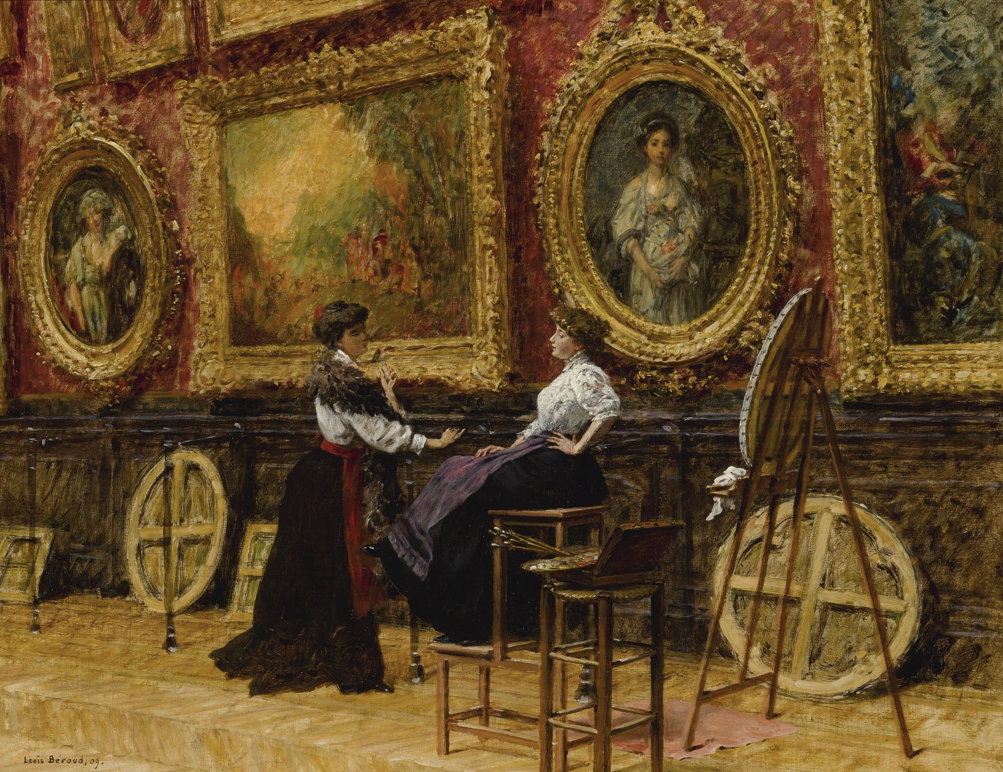 Louis Béroud - French copyists In The Musée Du Louvre