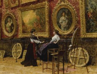 Louis Béroud - French copyists In The Musée Du Louvre