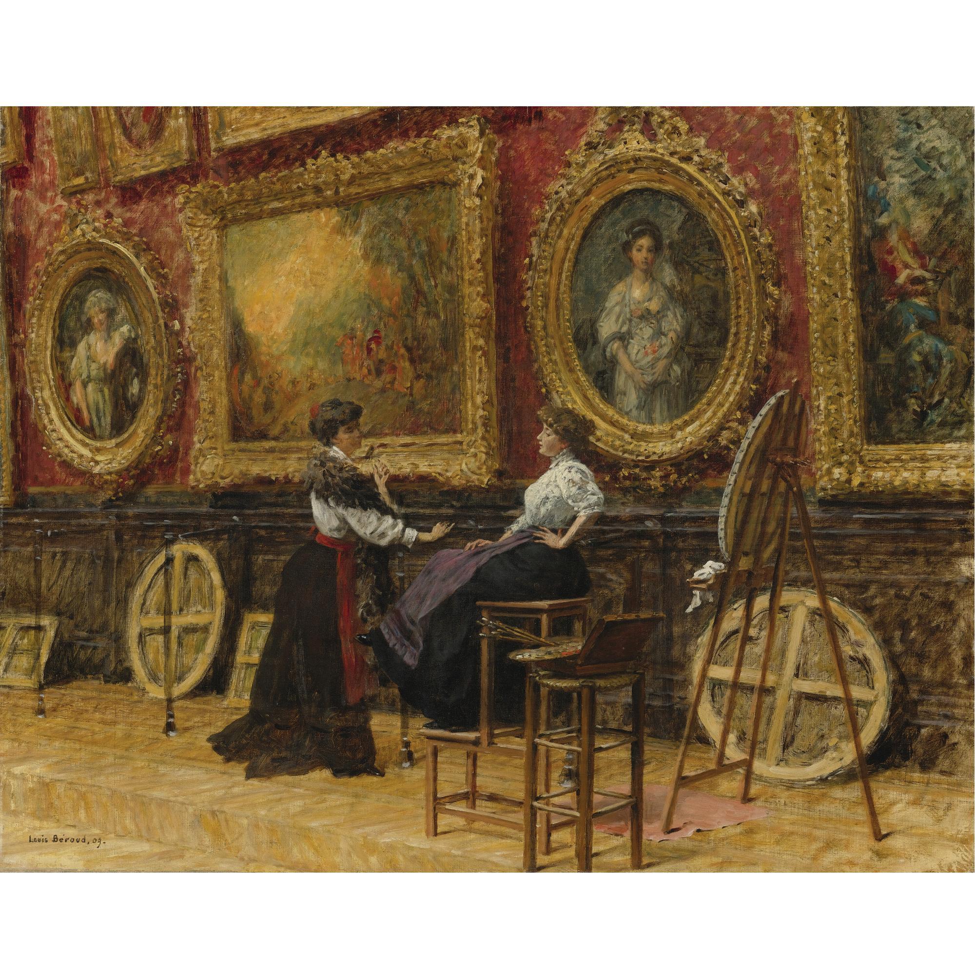 Louis Béroud - French The Copyists In The Musée Du Louvre