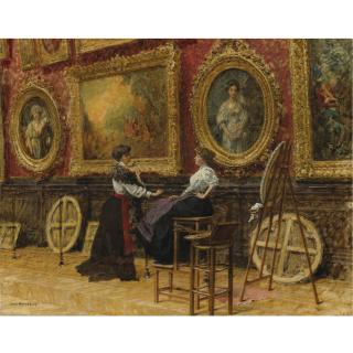 Louis Béroud - French The Copyists In The Musée Du Louvre