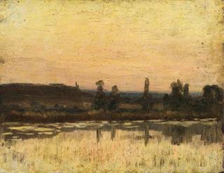 Louis Borgeois Borgex - Sunset over a lake
