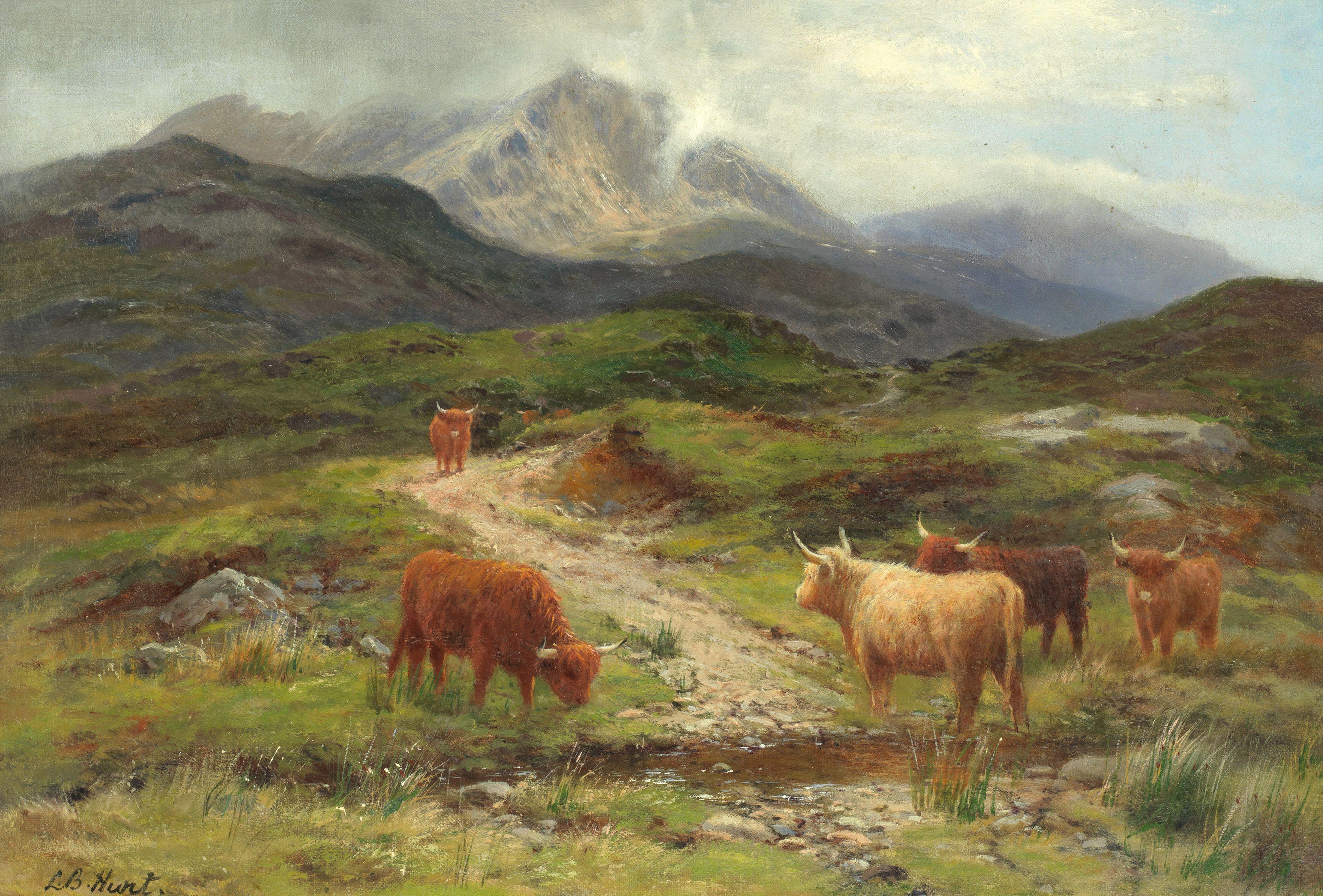 Louis Bosworth Hurt - Cattle grazing near Beinn Eighe, Kinlochewe