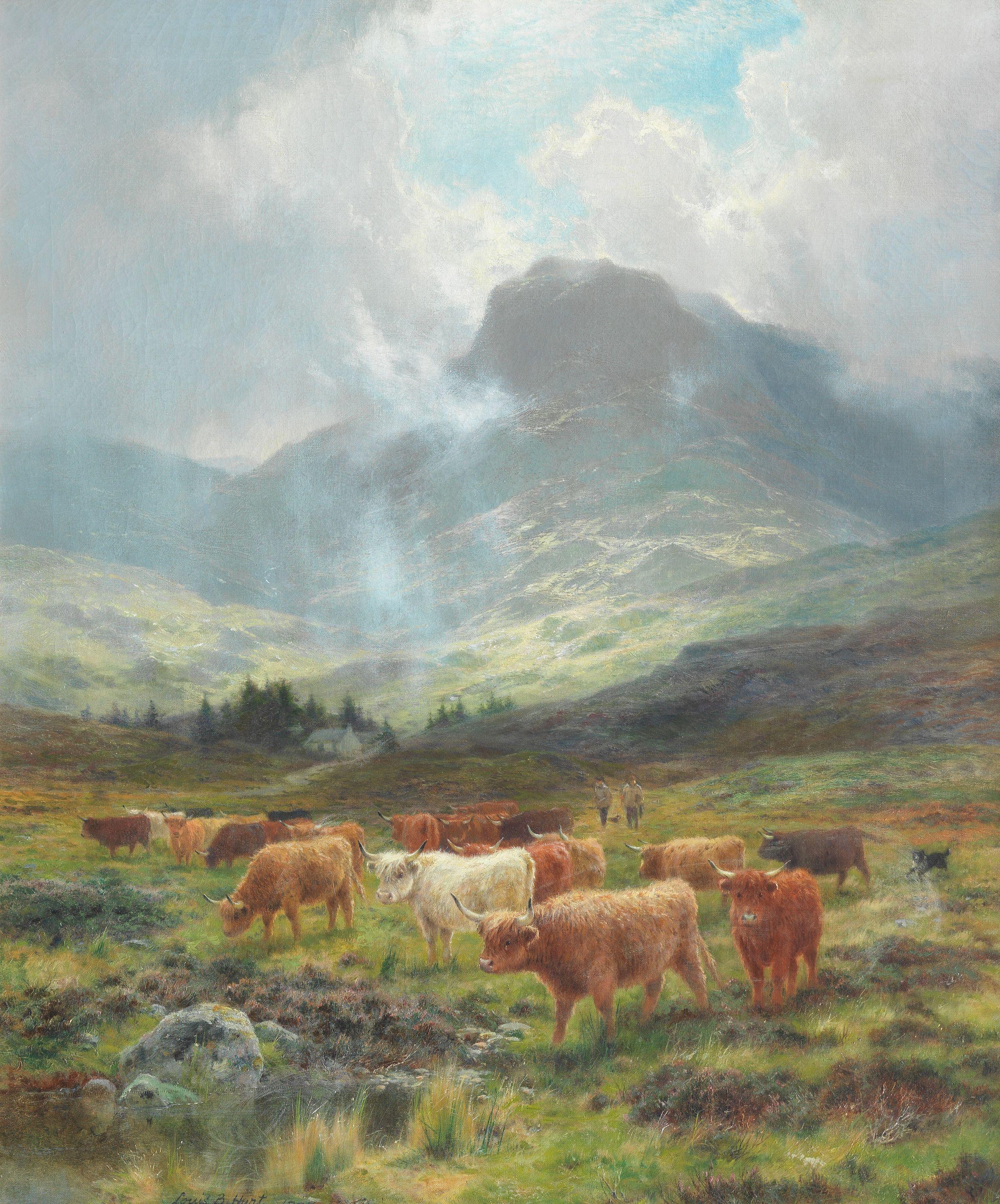Louis Bosworth Hurt - Cattle in highland landscape