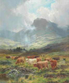 Louis Bosworth Hurt - Cattle in highland landscape
